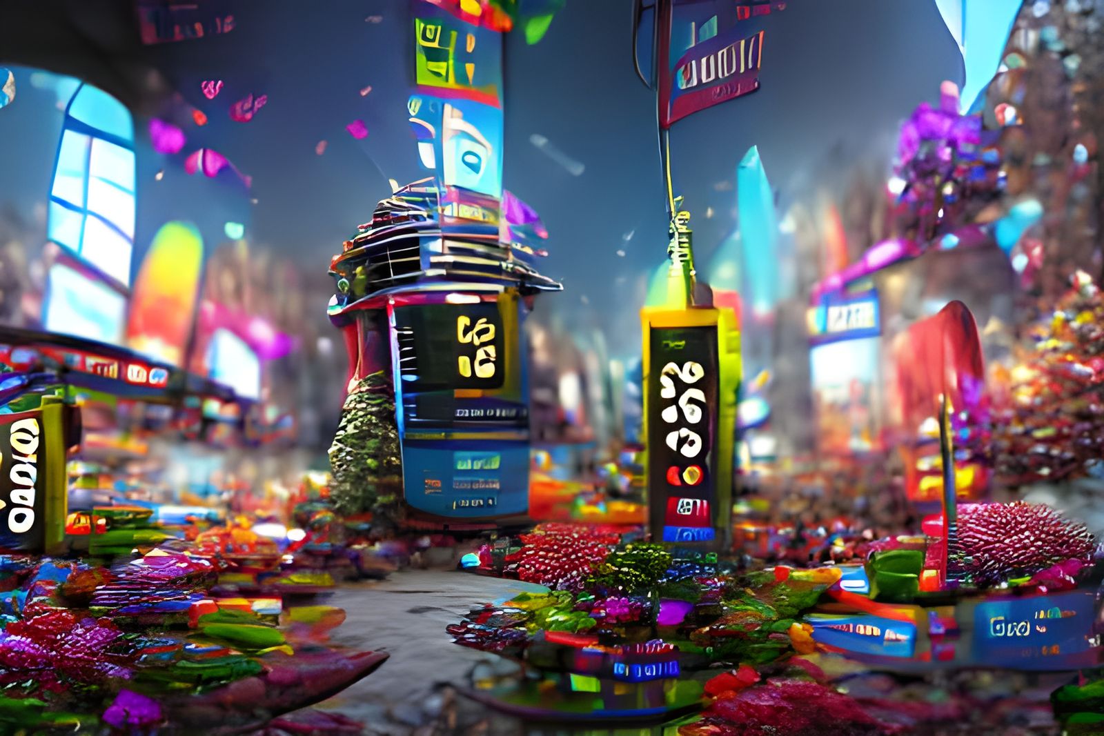 Futuristic Times Square New Year Celebration in 3D