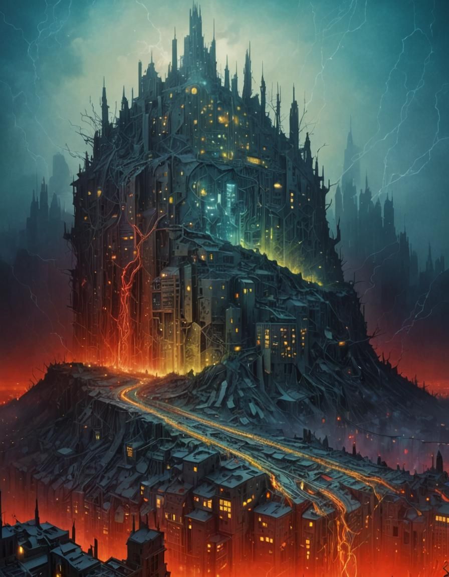 Dystopian Metropolis: A Surreal, Post-Apocalyptic Landscape