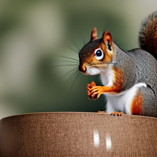 Squirrel Comfortably Nestled in a Teacup