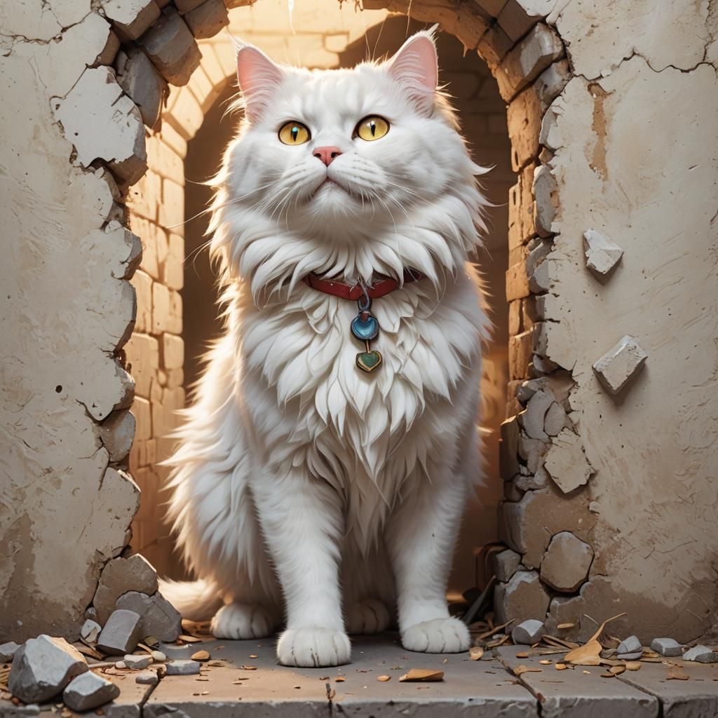 Surprised Cat Portrait in Art Deco Style