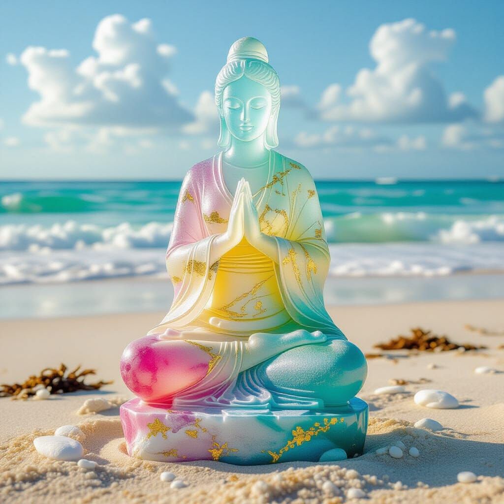 Sea Glass Statue in Metamodern Style