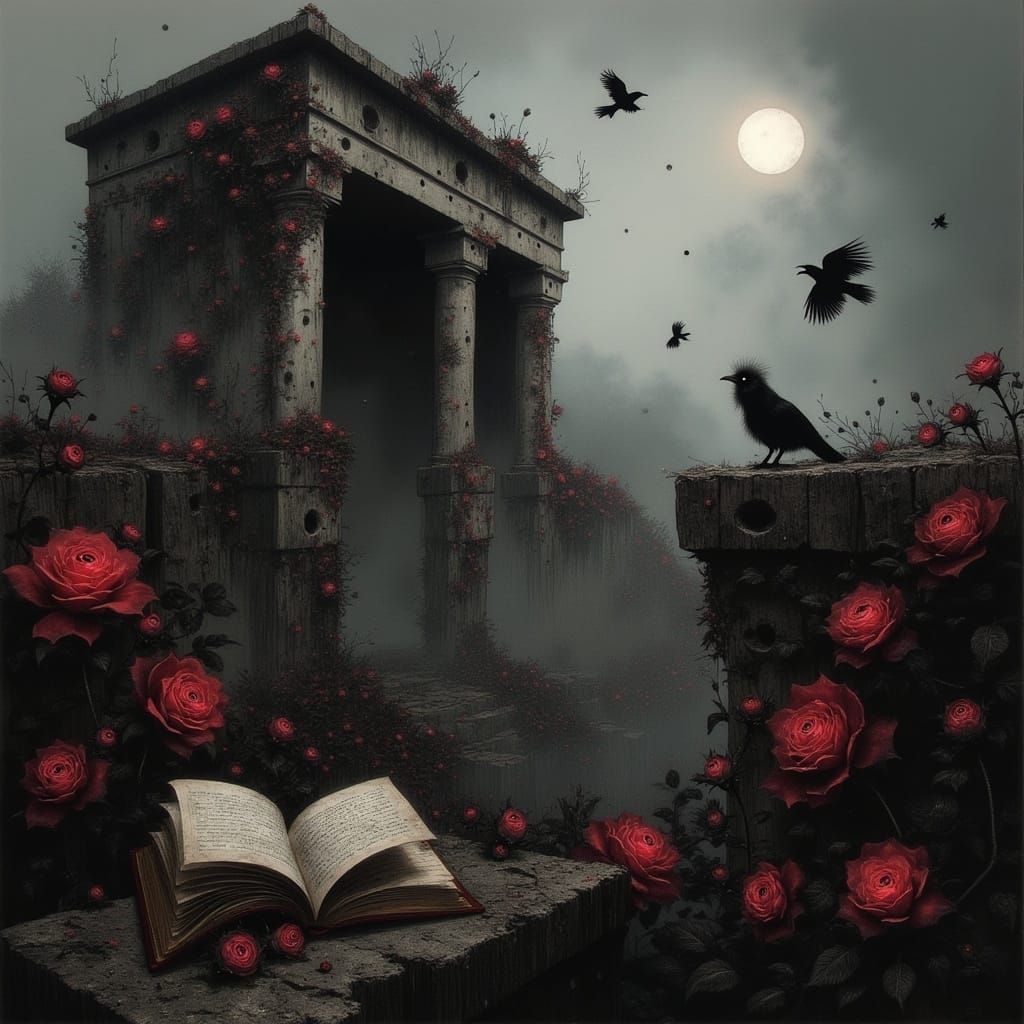 Ancient Mesopotamian Temple Ruins Under Full Moon