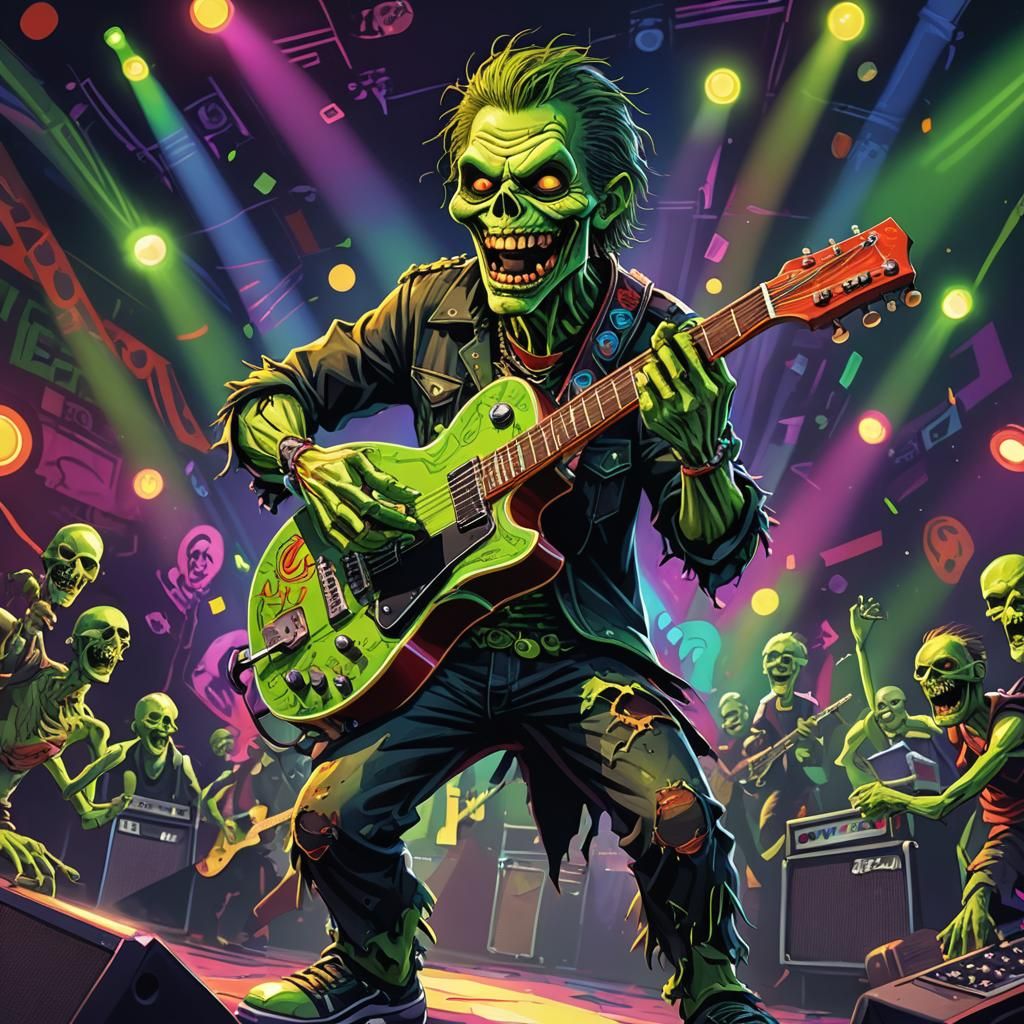 Zombie Rock Star Cartoon Illustration