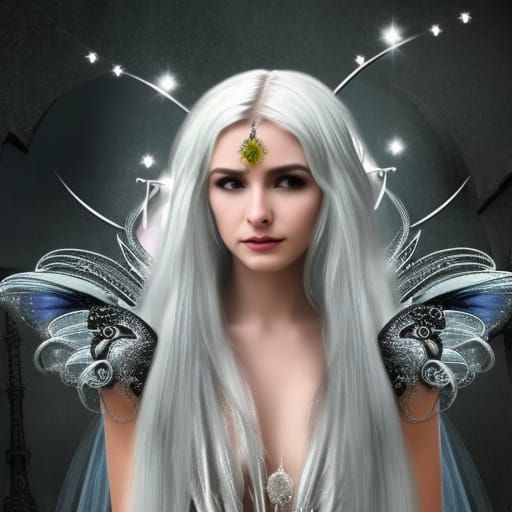 Fairy Princess with Silver Jewelry in Digital Painting