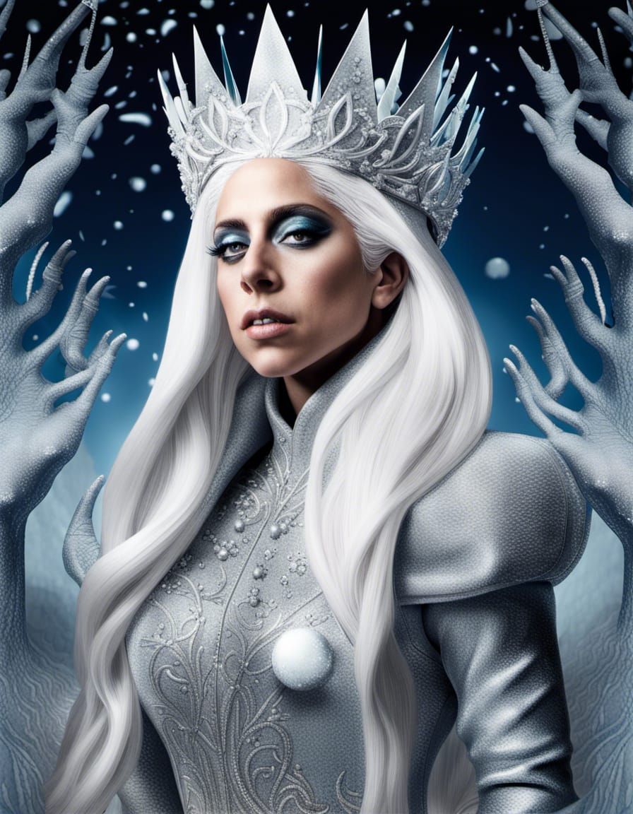 Lady Gaga as Snow Queen in Winter Landscape