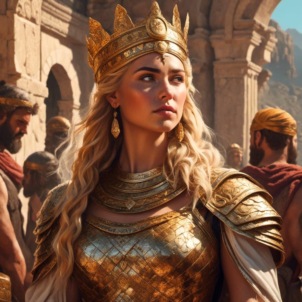 Hyperrealistic Portrait of Helen of Troy in Palace