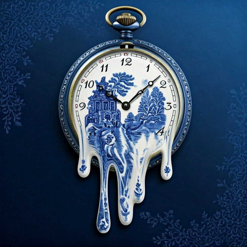 Surreal Melting Timepiece in Dreamlike Aesthetic