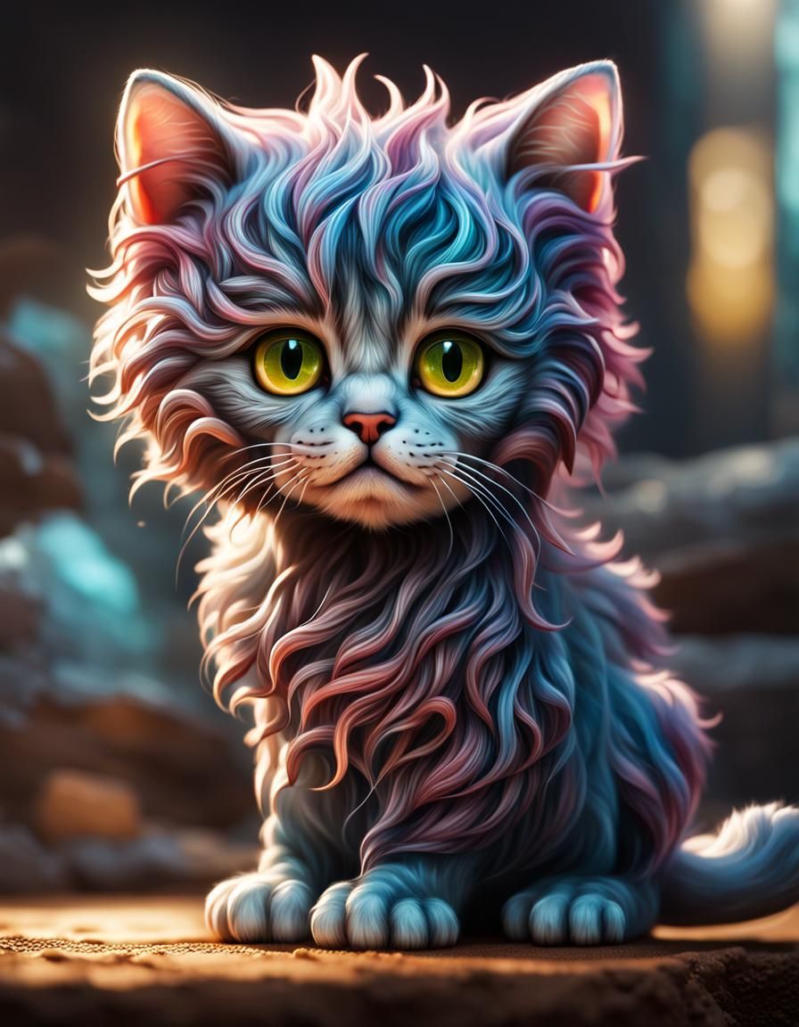 Glass Fur Kitten: Hyperrealistic Digital Art