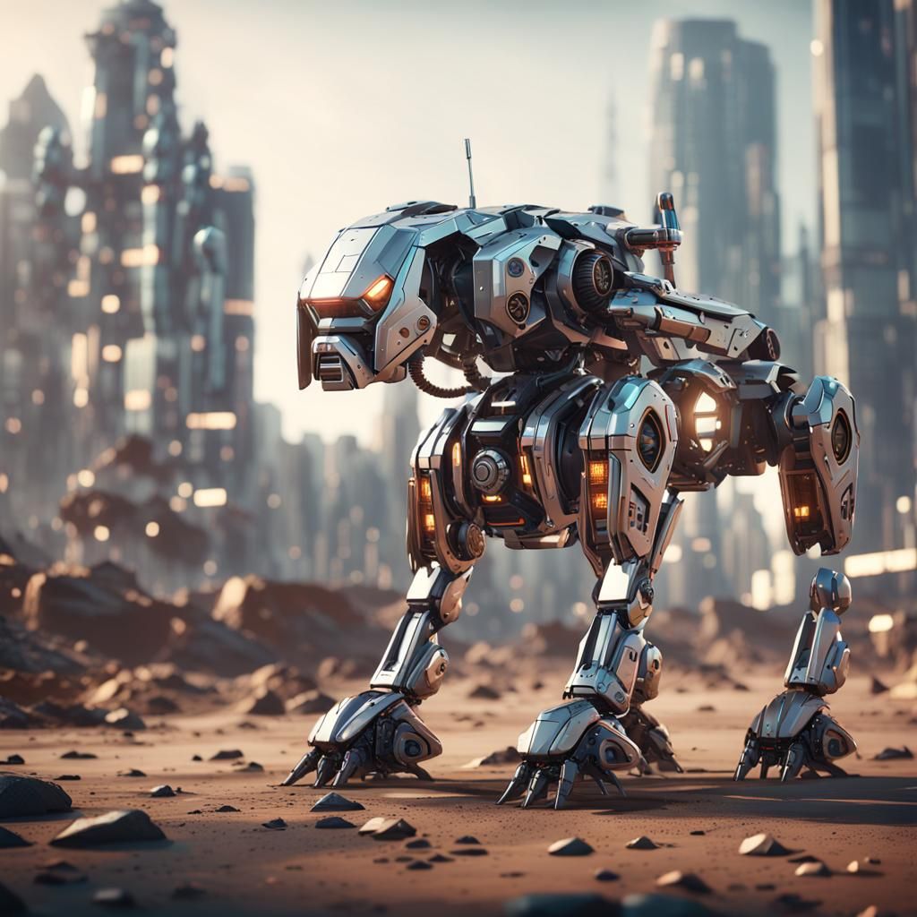 Futuristic Robot Dog in Sci-Fi Style