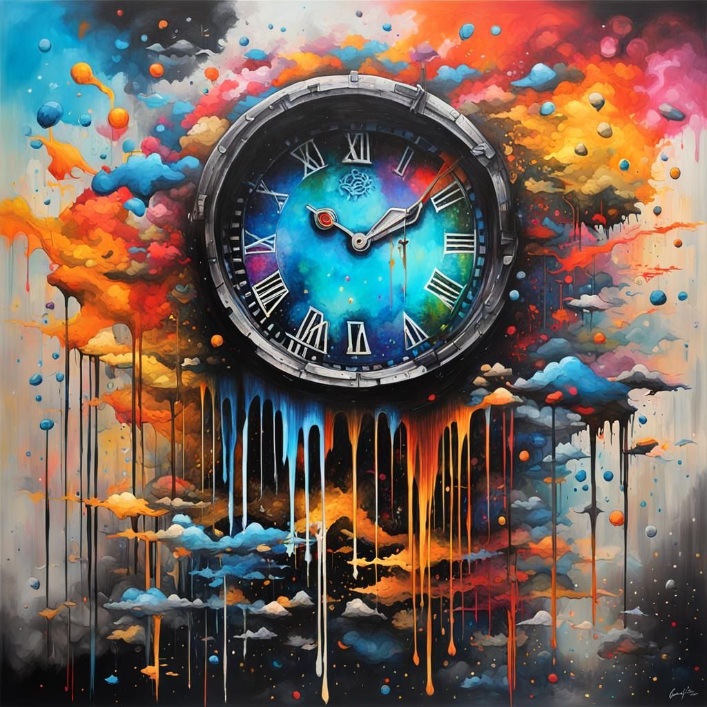 Graffiti Art: Time Flowing in Longing - Splash Art Style