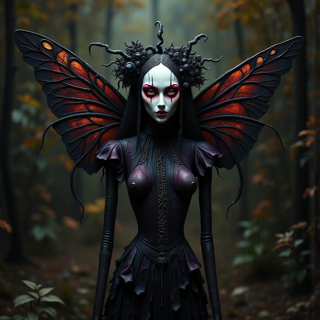 Ethereal Macabre Harlequin Fairy Marionette in Gothic Splend...