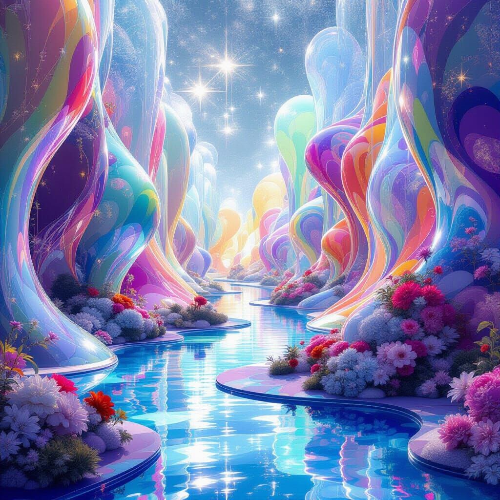 Bioluminescent Entity in Dreamlike Pop-Art Style