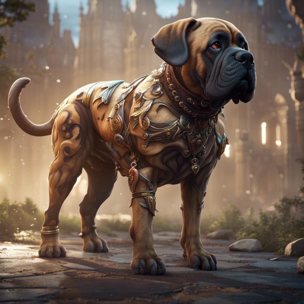 Fantastical Cute Mastiff in Detailed Matte Painting