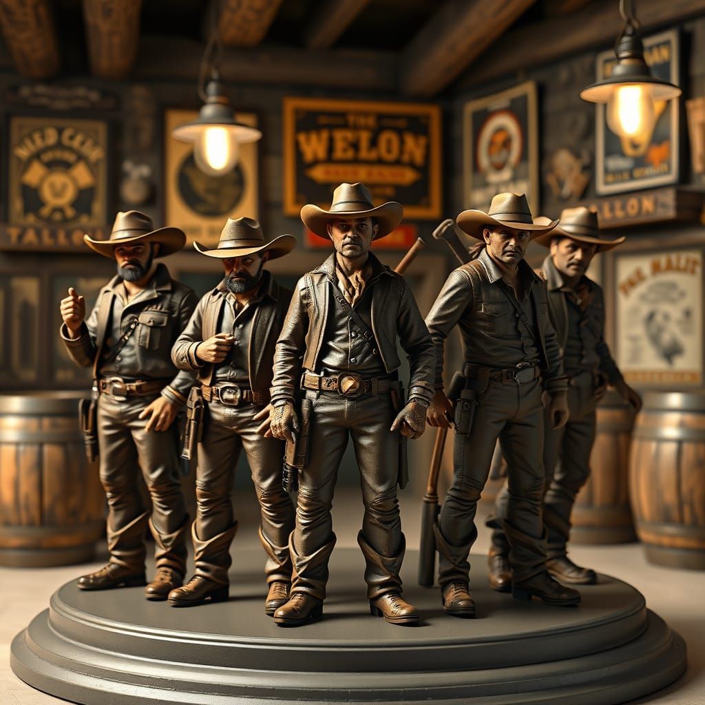 Cowboys in Saloon: Detailed 3D Printed Scene