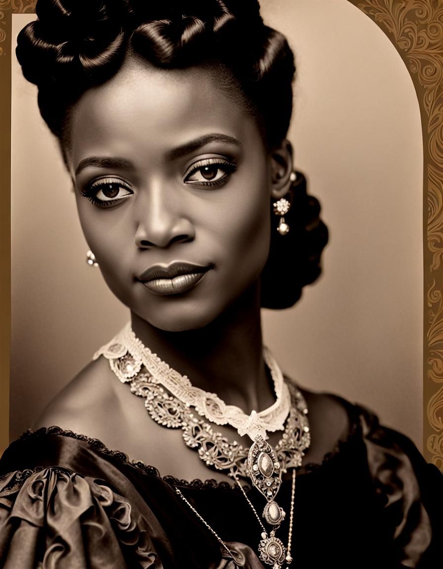 Victorian Black Lady in Sepia-Toned Nostalgic Portrait