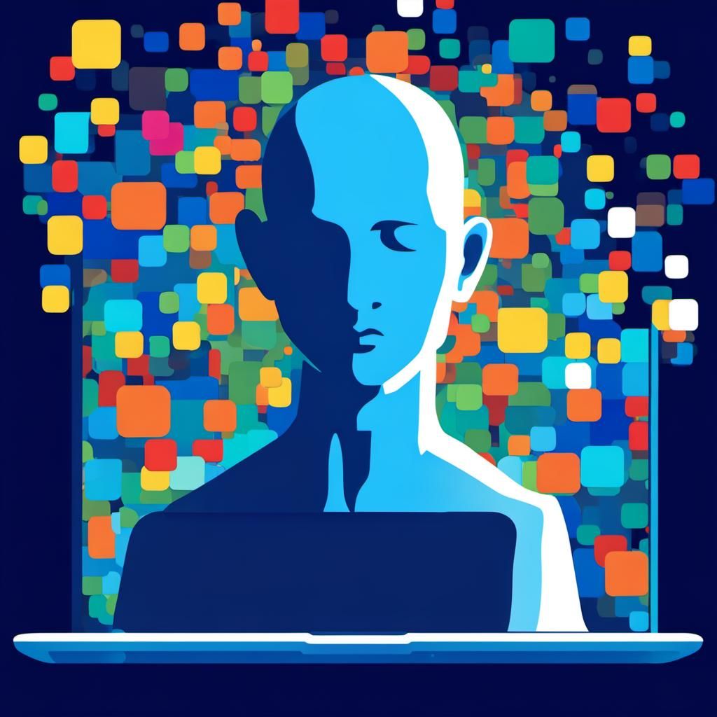 Light Blue Head Silhouette on Laptop Screen