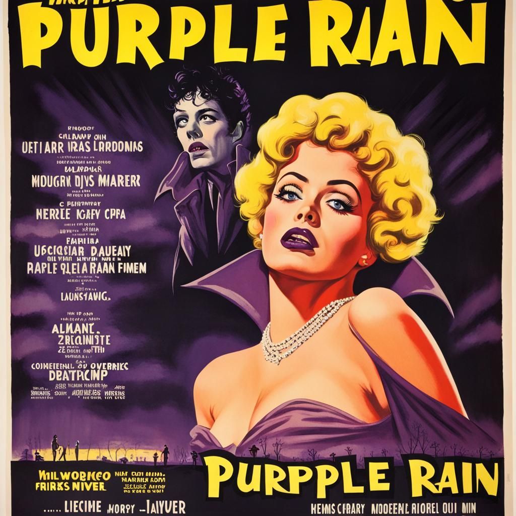 1950s B-Movie Horror Poster: Purple Rain