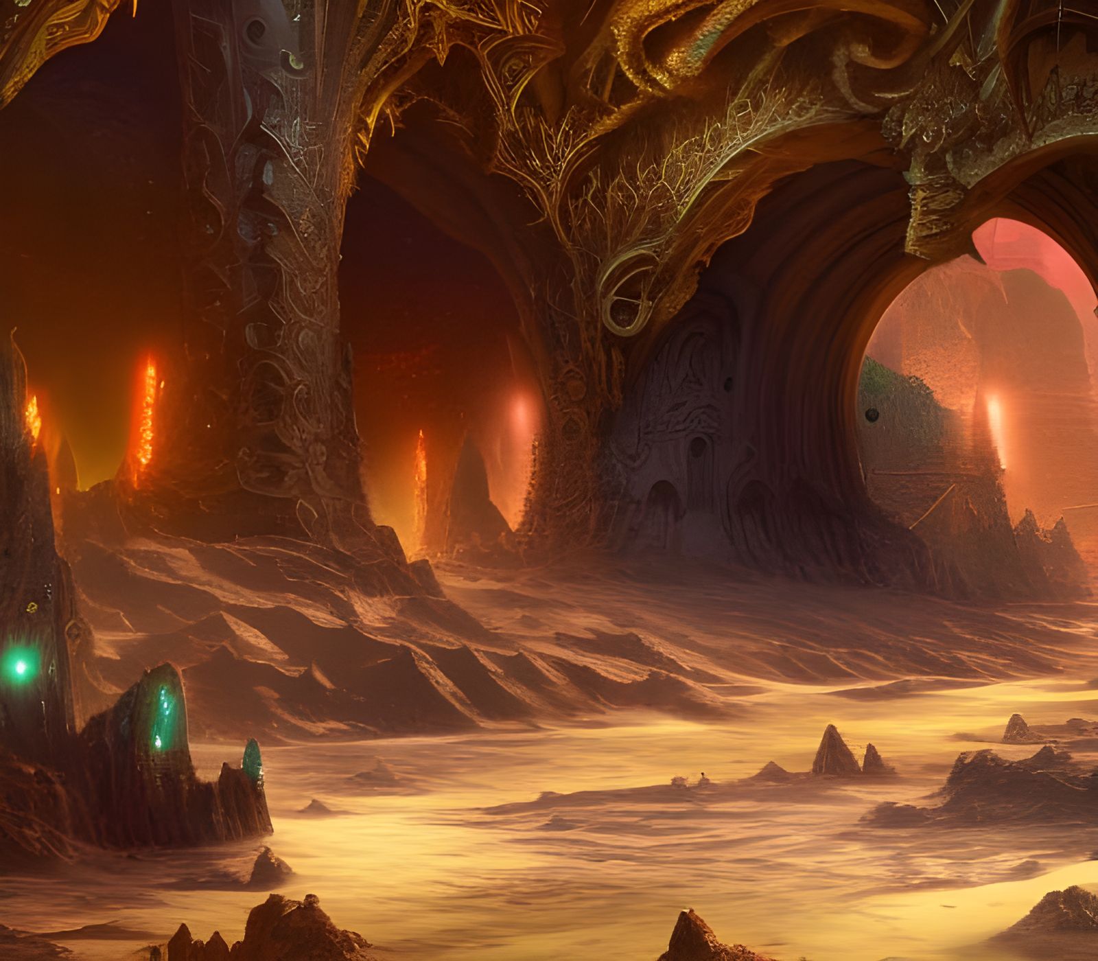 Fantastical Underground Landscape in Detailed Matte Painting
