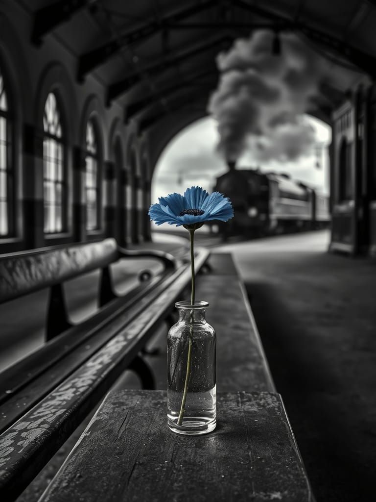 Vintage Train Station in Monochromatic Elegance