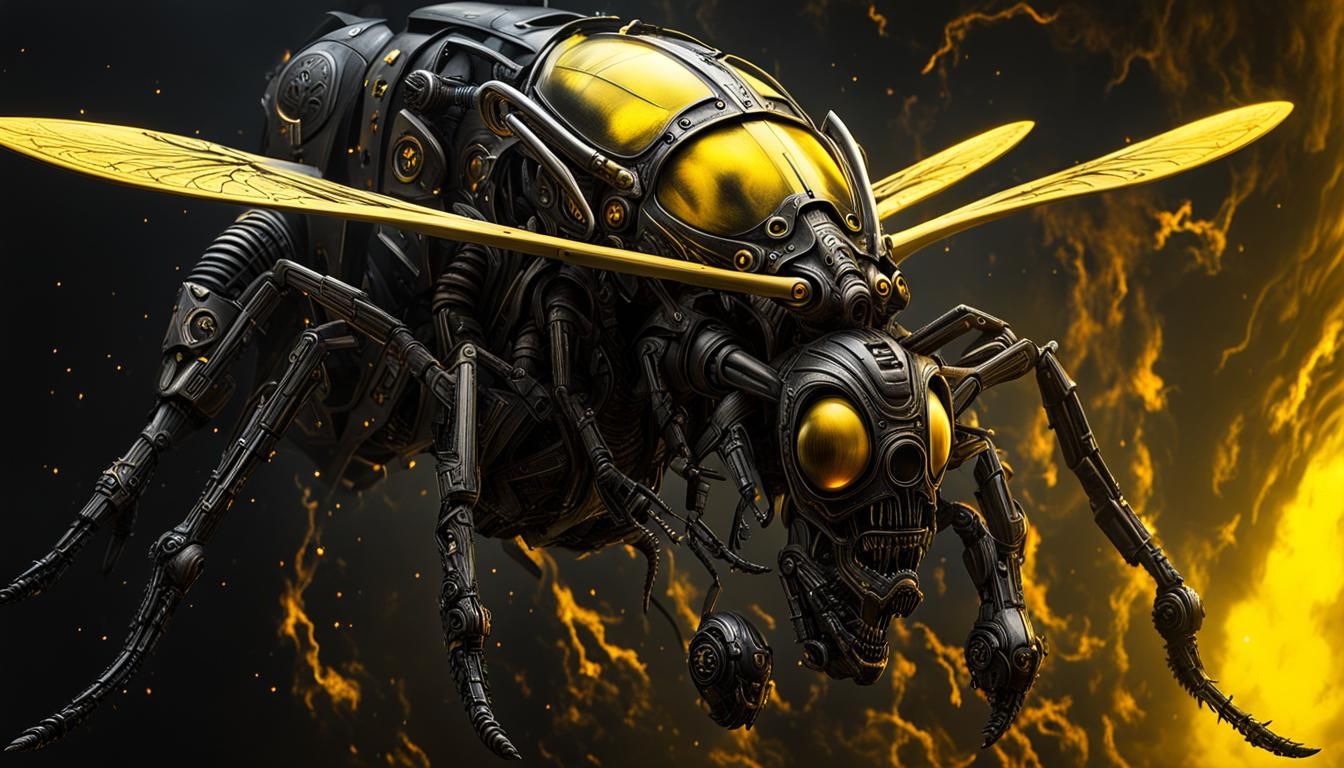 Giger-Inspired Hornet War Machine in Space