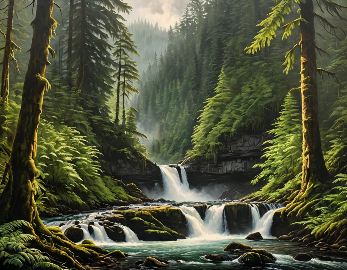 Wallace Falls: An Oil Painting of a Hidden Gem