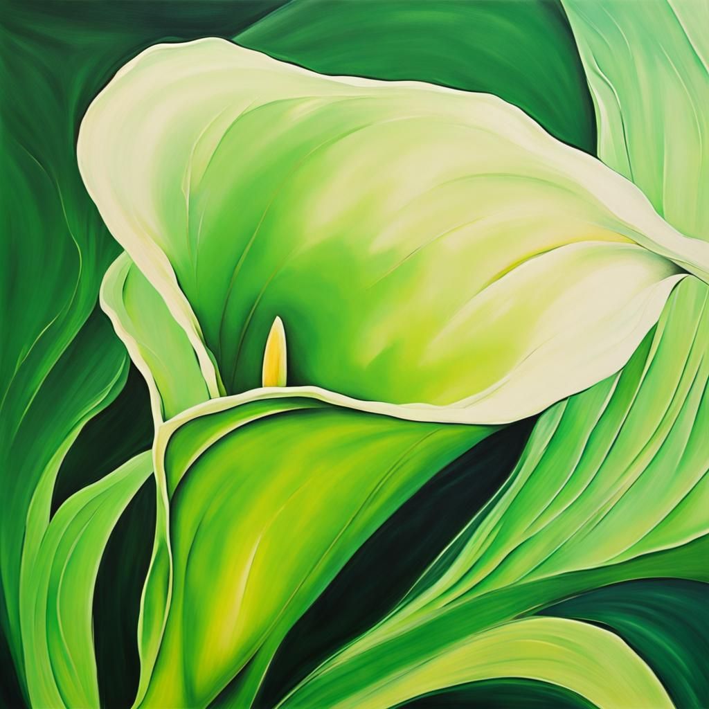 Green Goddess Calla Lily in Abstract Art Style