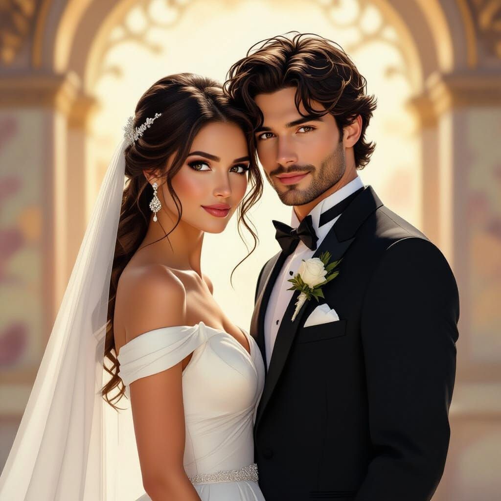 Elegant Wedding Scene with Romantic Realism Style