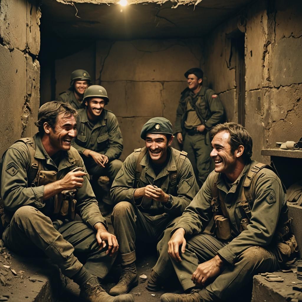 War-Torn Bunker: A Moment of Comradeship
