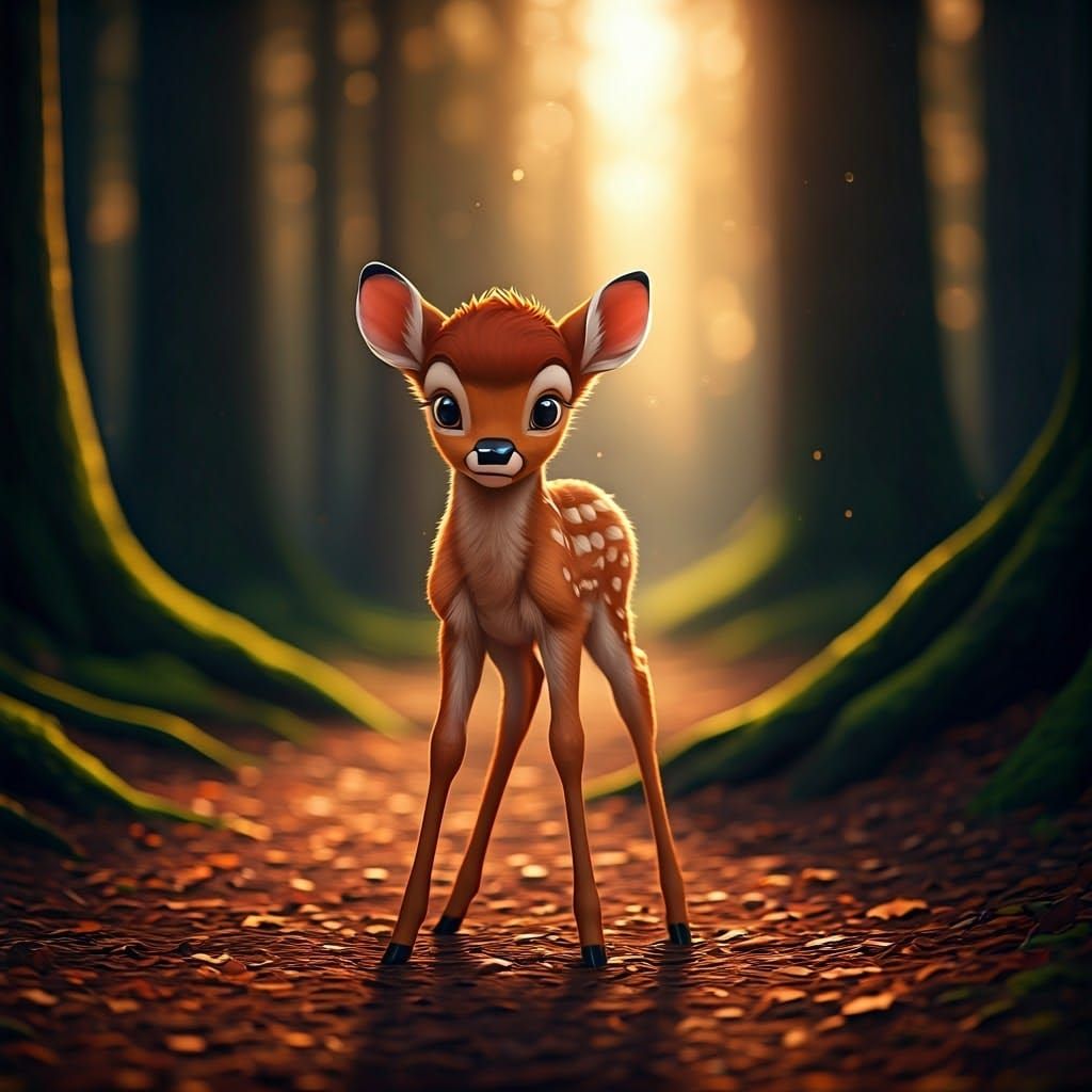 Whispering Forest Fawn Illuminated by Golden Light