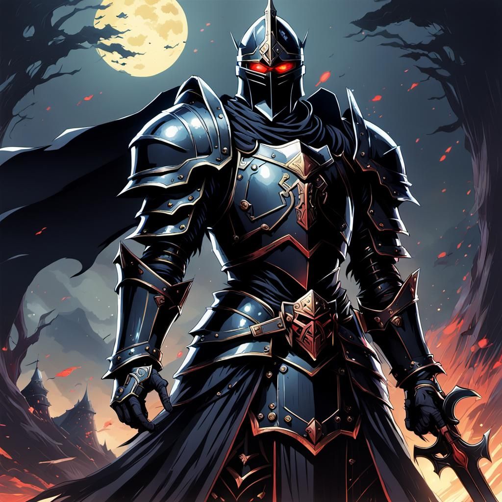 Black Knight of Death: Cel-Shaded Anime Art