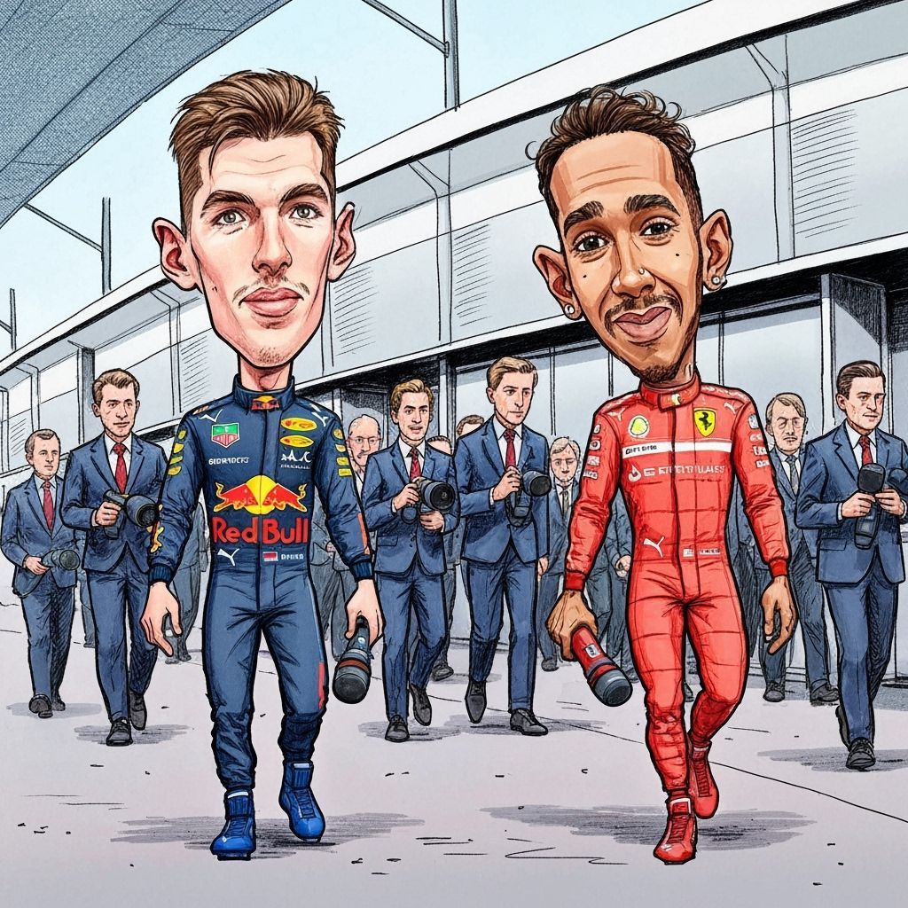 F1 Stars Max Verstappen & Lewis Hamilton in Comedic Caricatu...