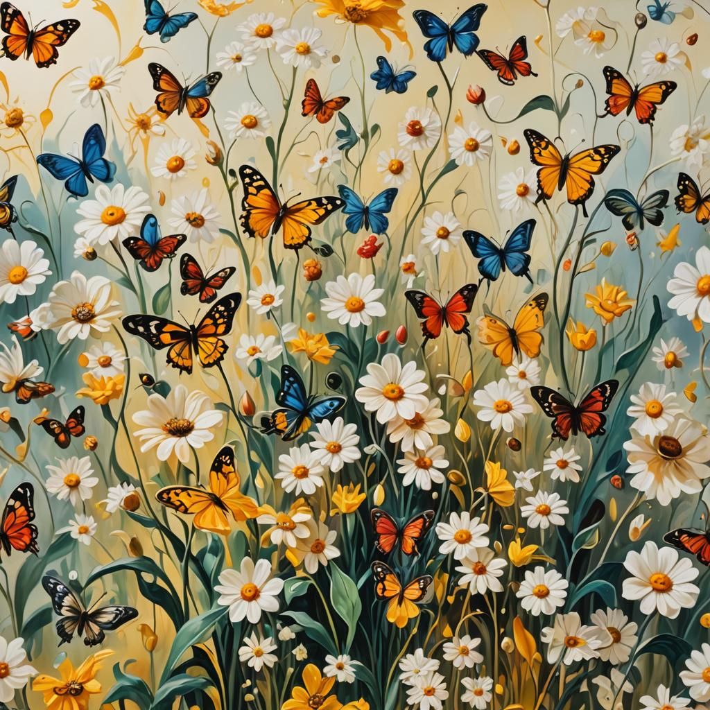 Surreal Melting Flower Garden in Dali Style