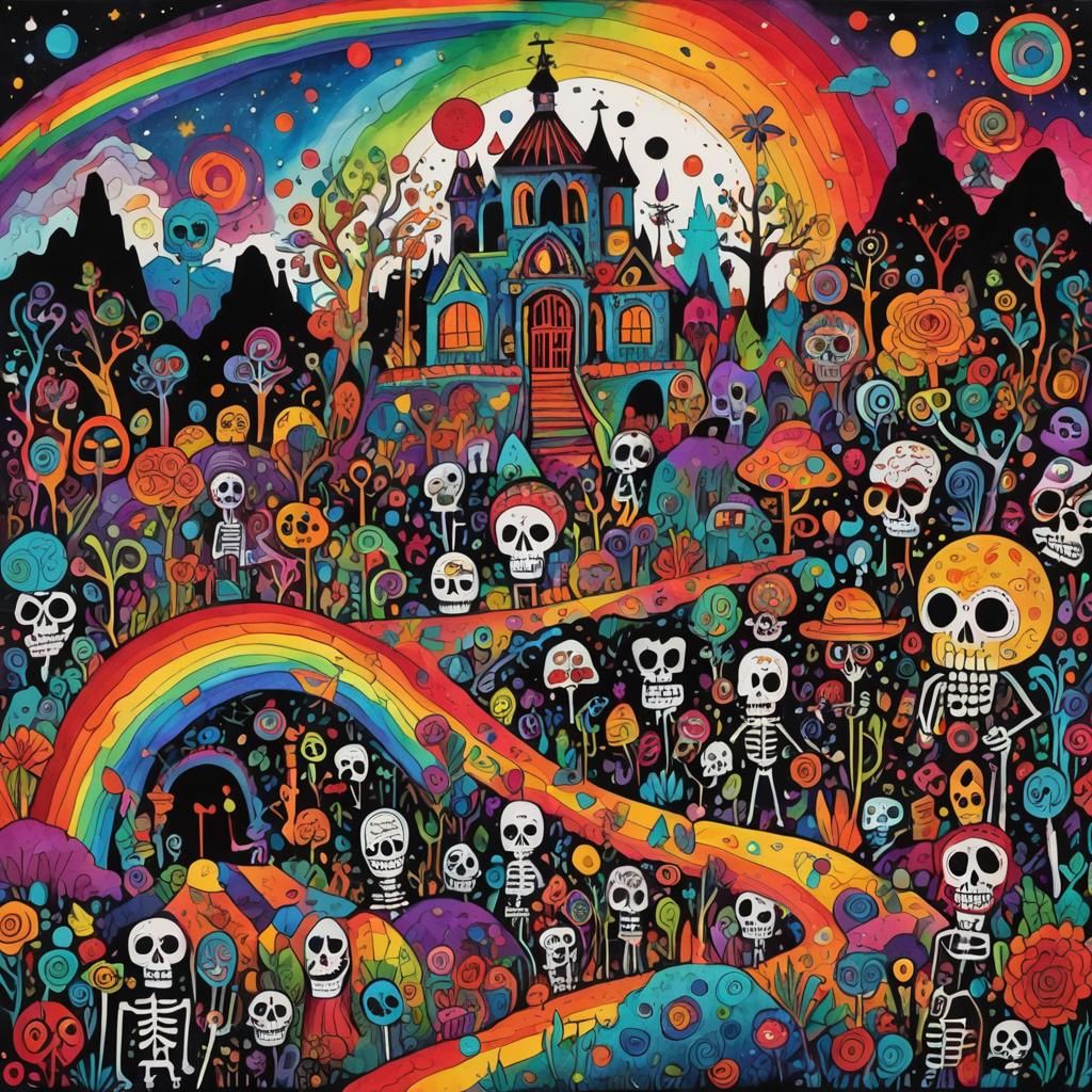 Surreal Child's Drawing: Land of the Dead