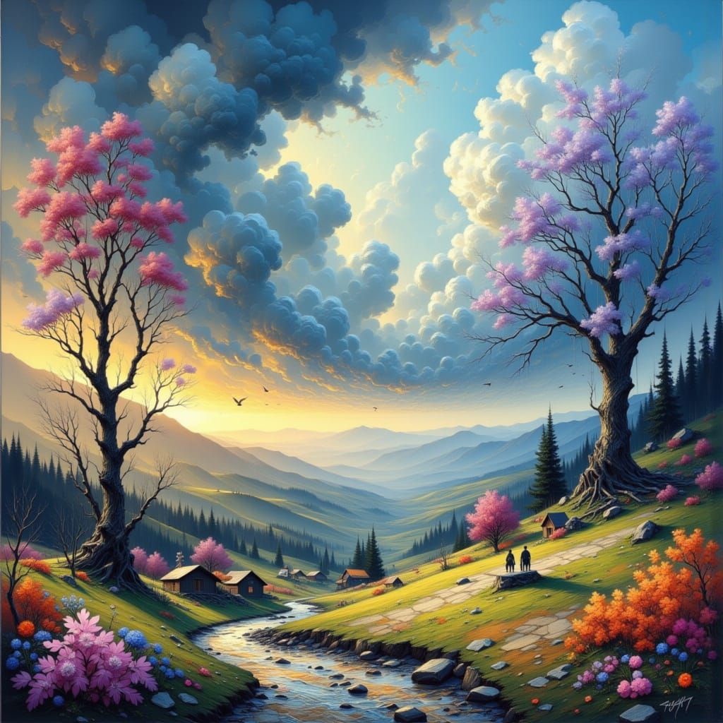 Dreamy Landscape with Impressionistic Style