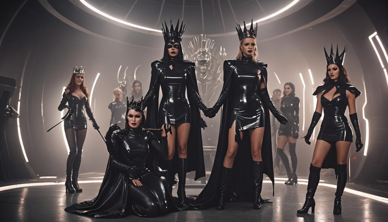 Latex Goddesses in a Futuristic Throne Room