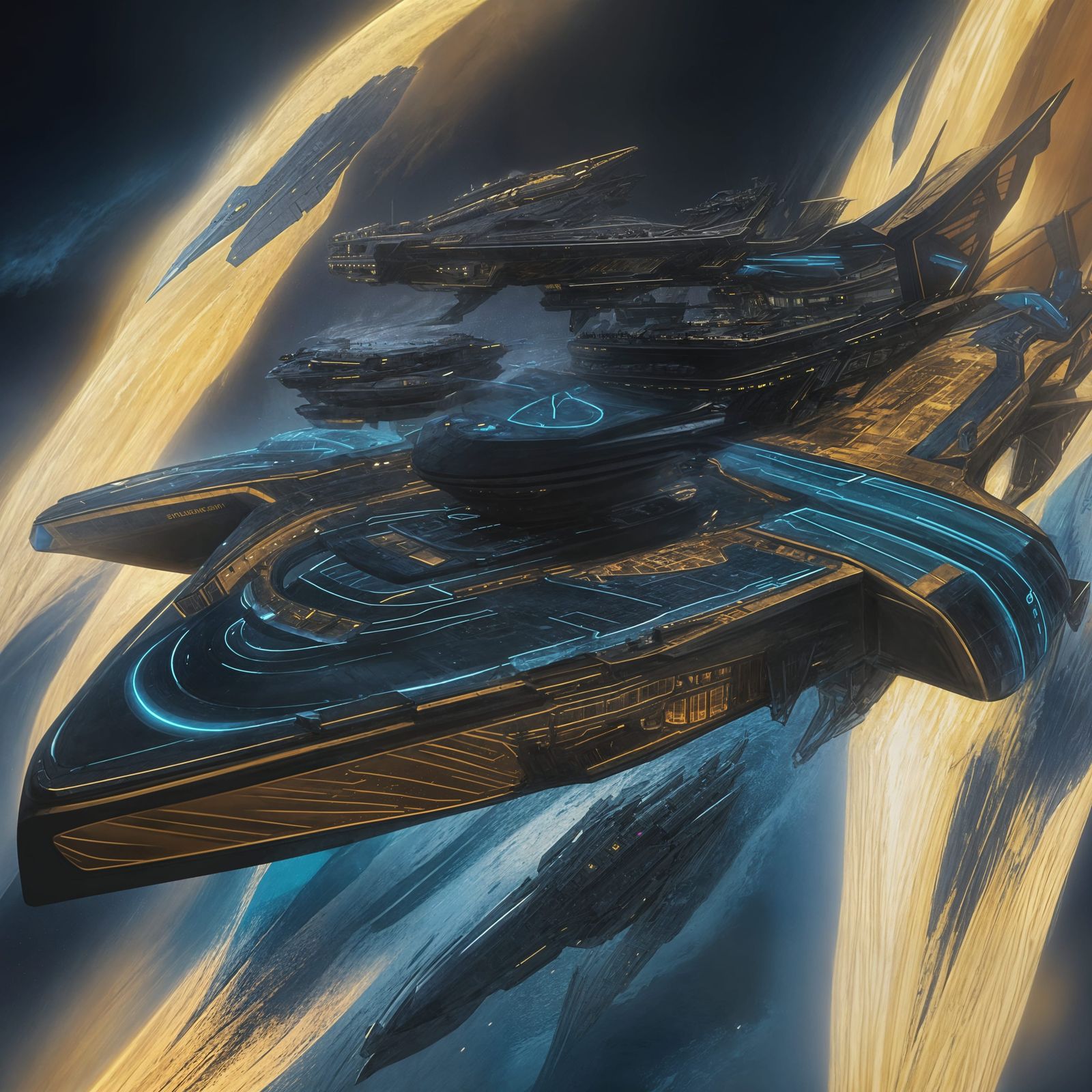 Sleek Heavy Cruiser of the Lyrian Confederation in Vibrant B...