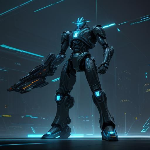 Dolphin Warrior Prepares for Battle: Sci-Fi Concept Art