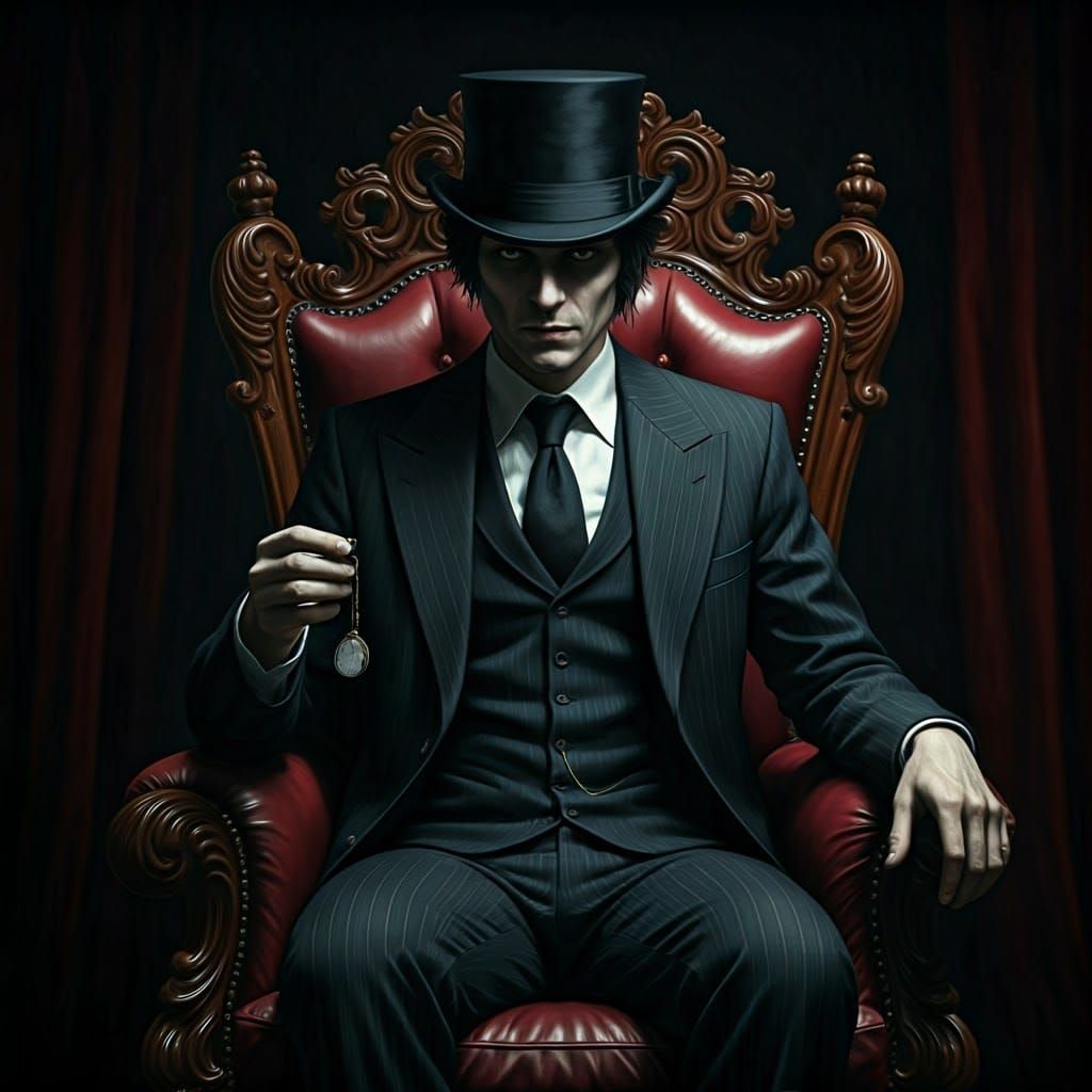 Creepy Shadow Figure with Pocket Watch Portrait