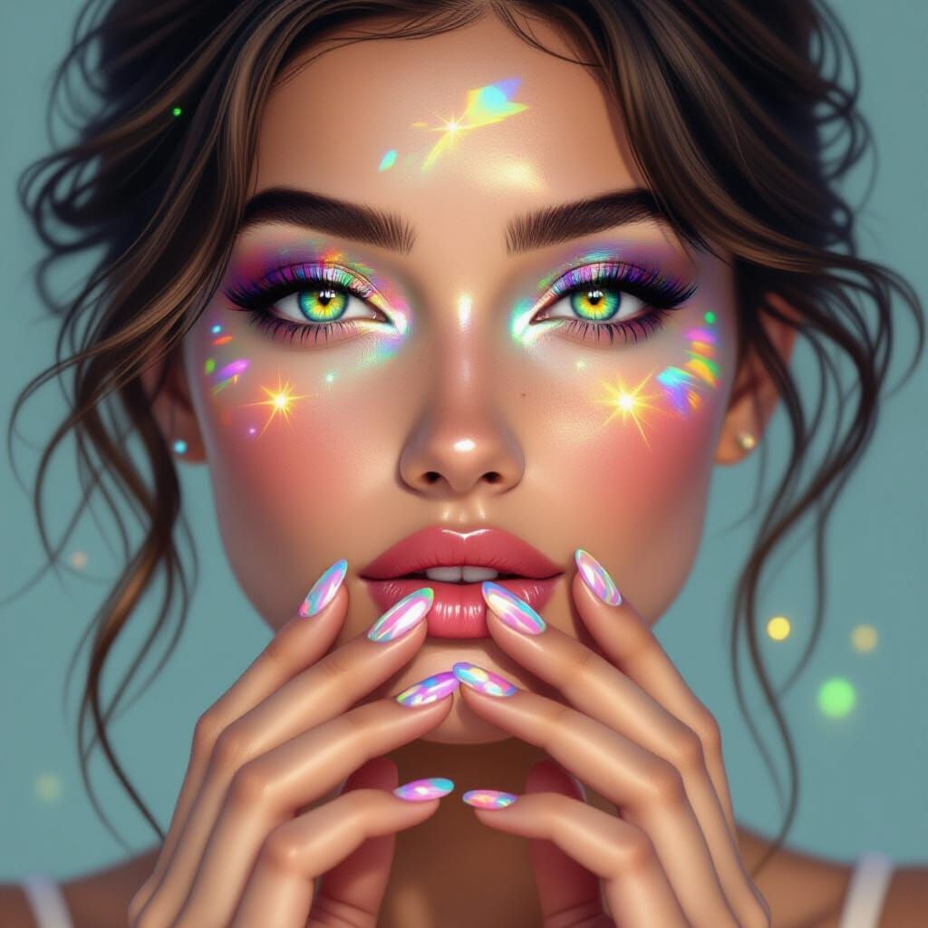 Radiant Oracle with Prism Eyes and Gemstone Fingers