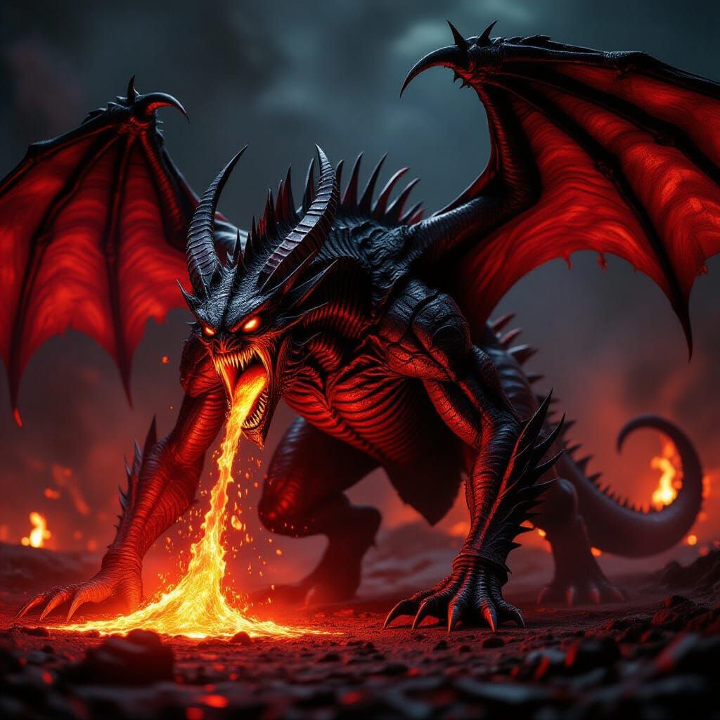 Gargantuan Alien Devil Dragon in Hell