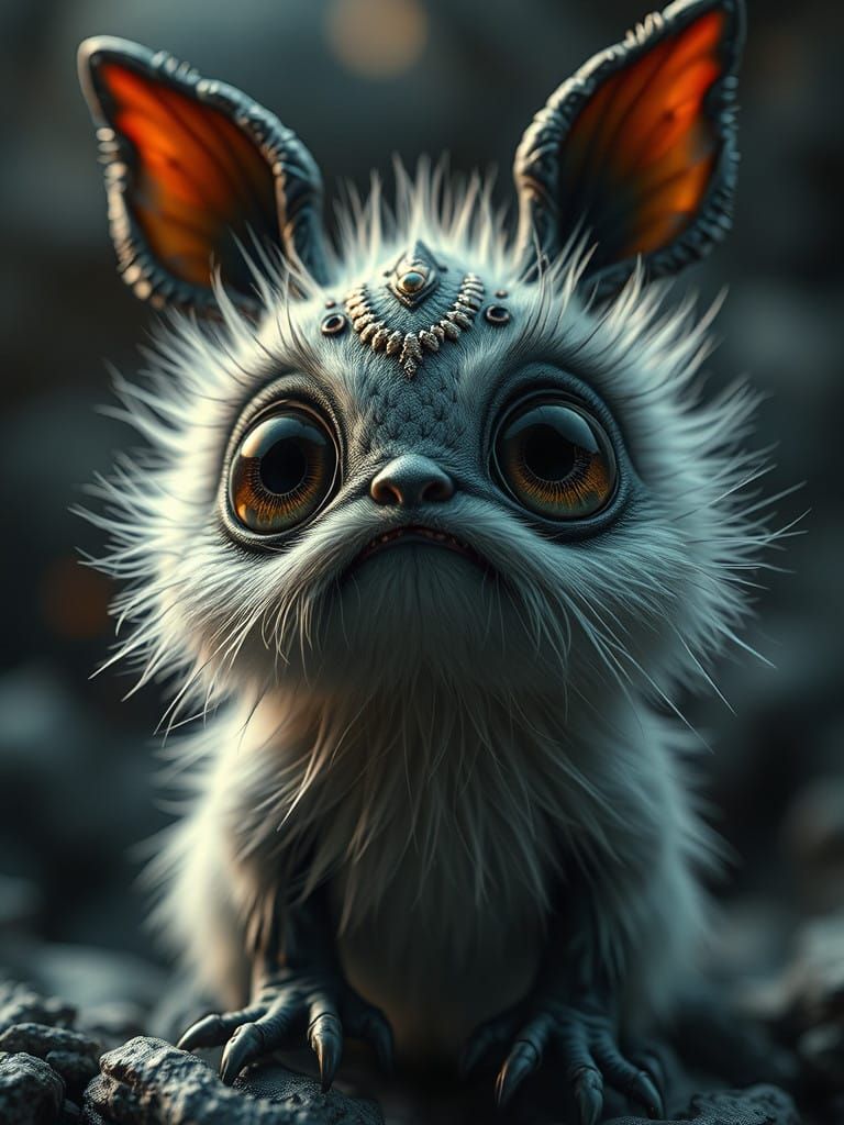 Whimsical Dark Fantasy Creature in Intricate Detail