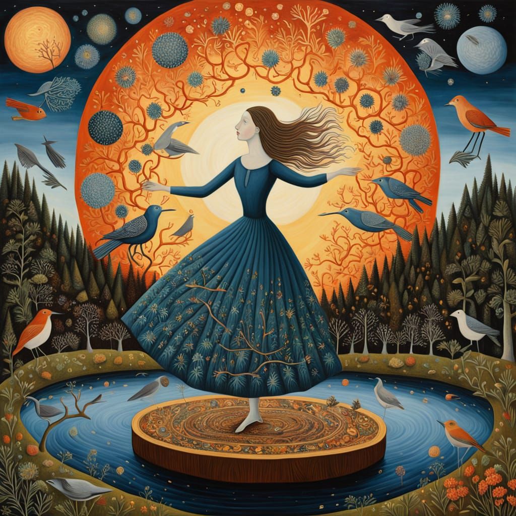 Psychedelic Utopia: Space Creatures Dancing in Galaxy