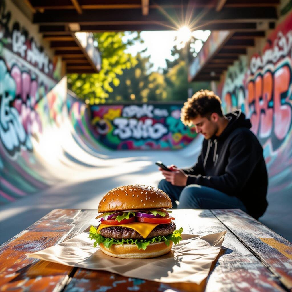 Gourmet Burger in Graffiti Skate Park