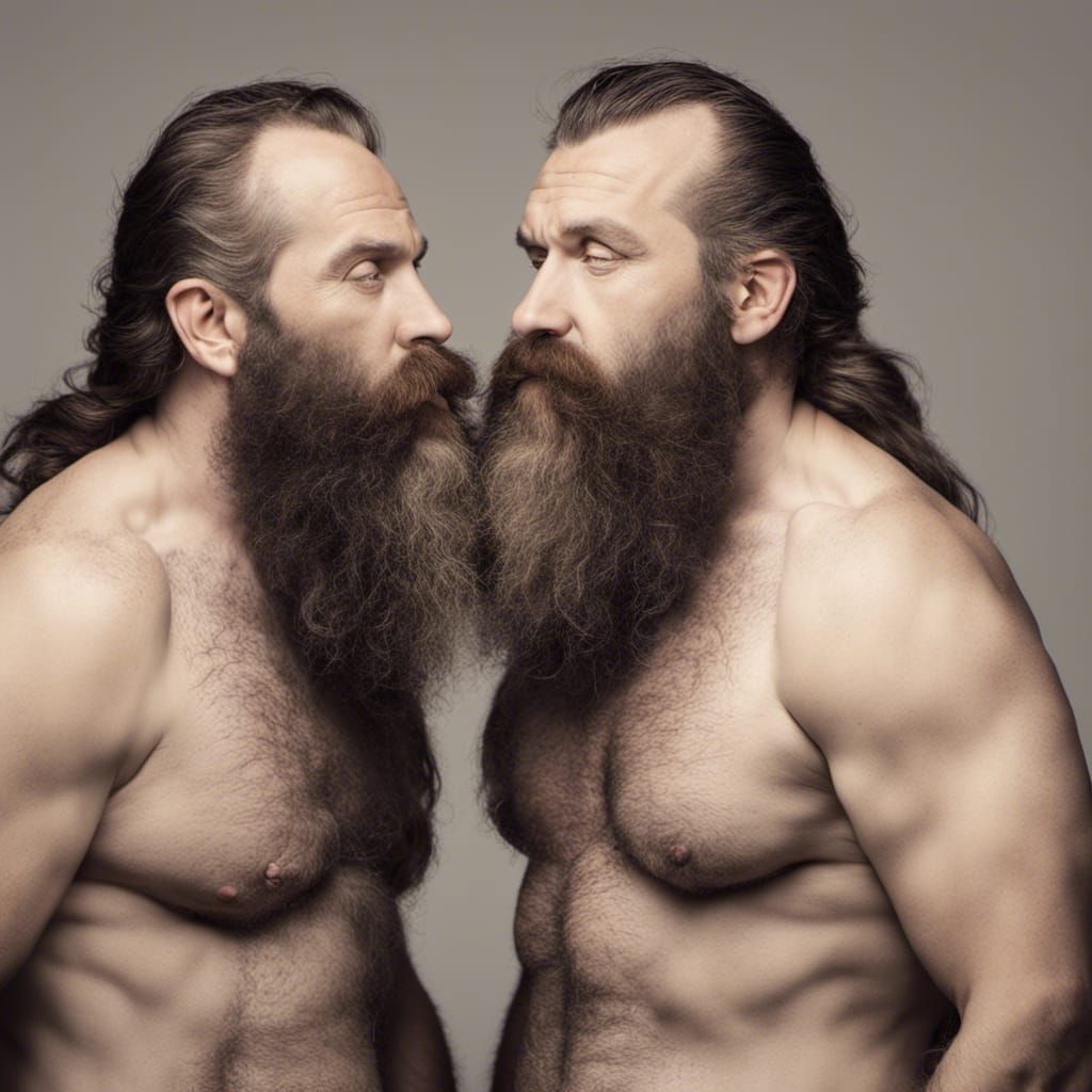 Kissing Dwarf Twins with Long Beards