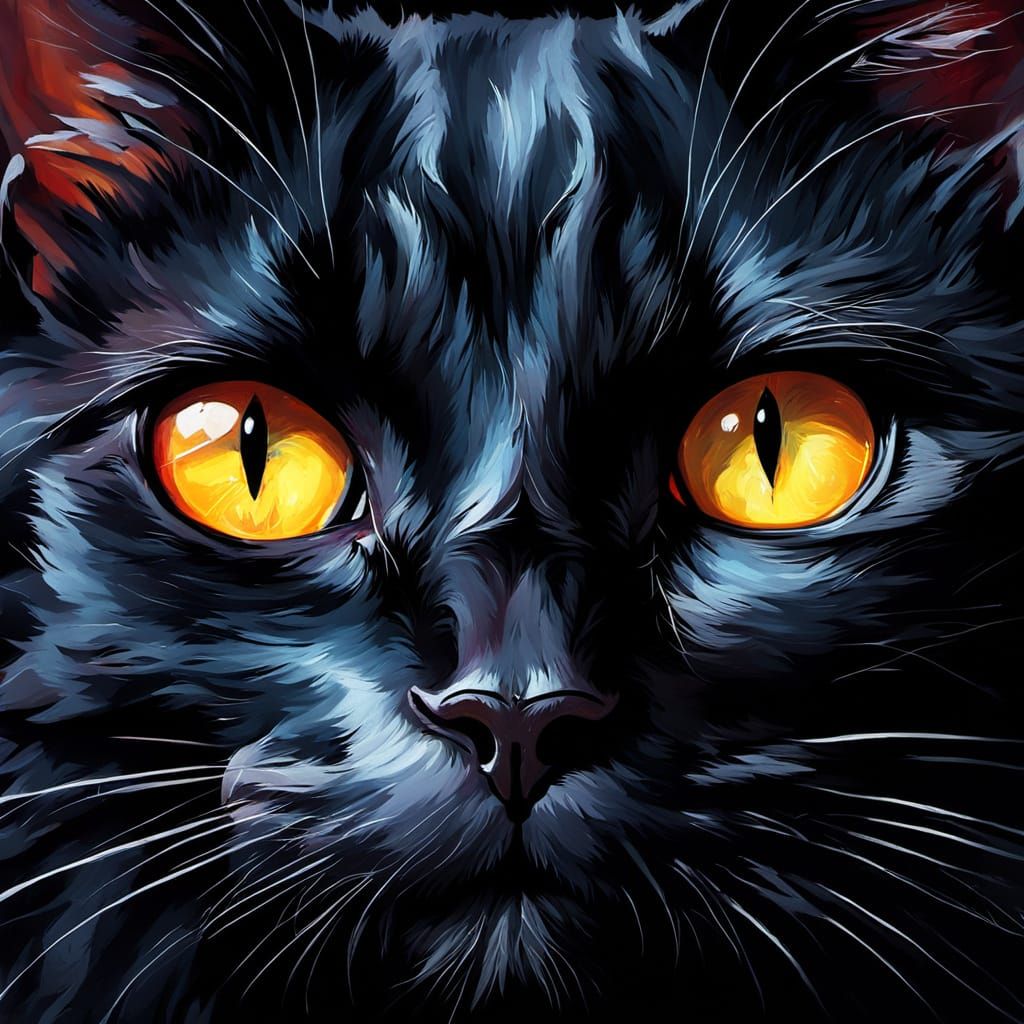 Surreal Dark Fantasy Portrait of a Black Cat