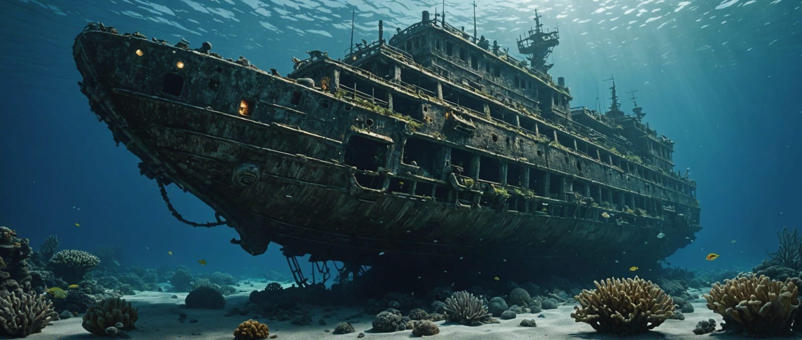 Futuristic Underwater Shipwreck in 8K 3D