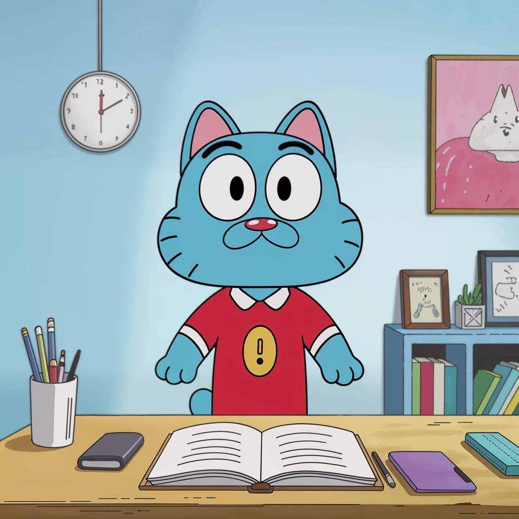 Gumball Watterson as a Real Person in a Studio Setting