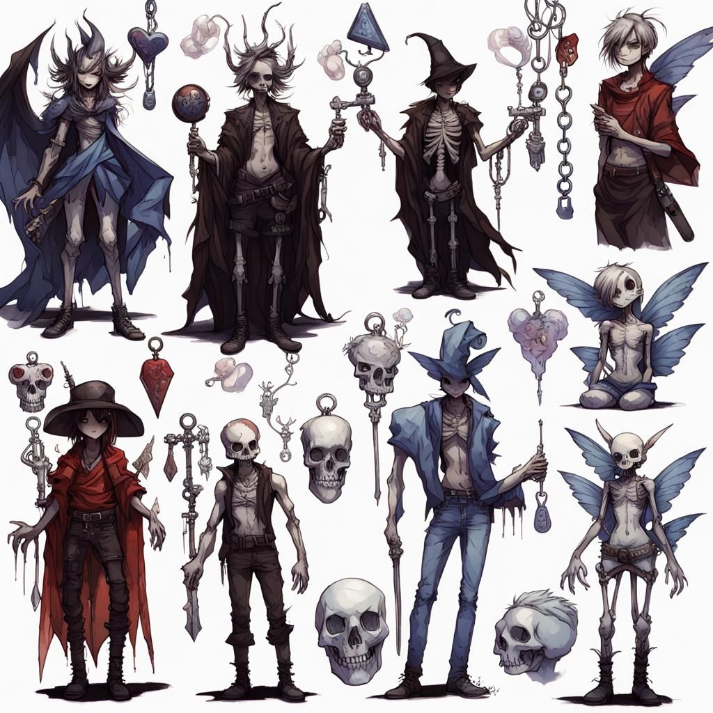Ethereal Fairies and Skeletons in Dark Fantasy Art