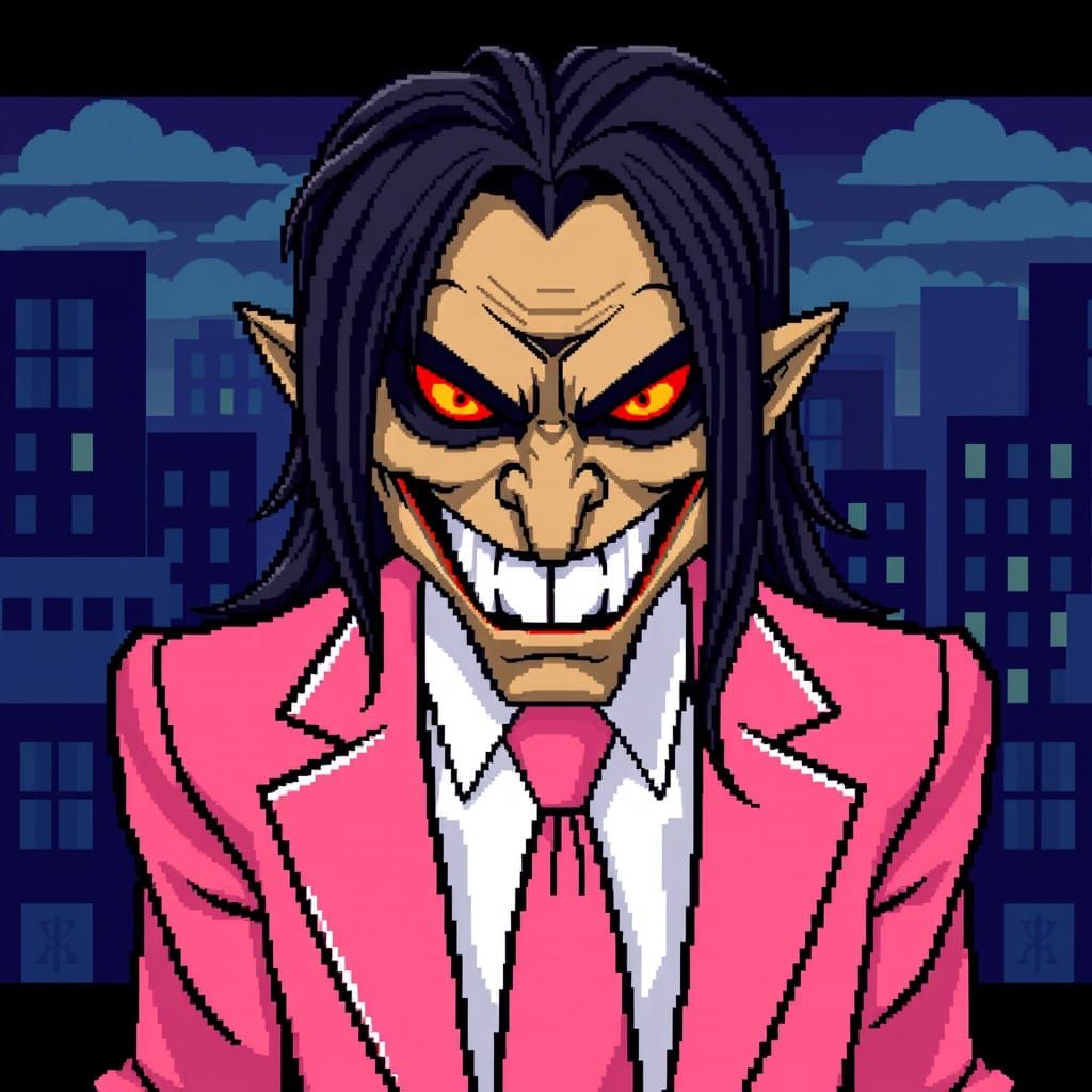 Evil Character in Retro Video Game Pixel Art