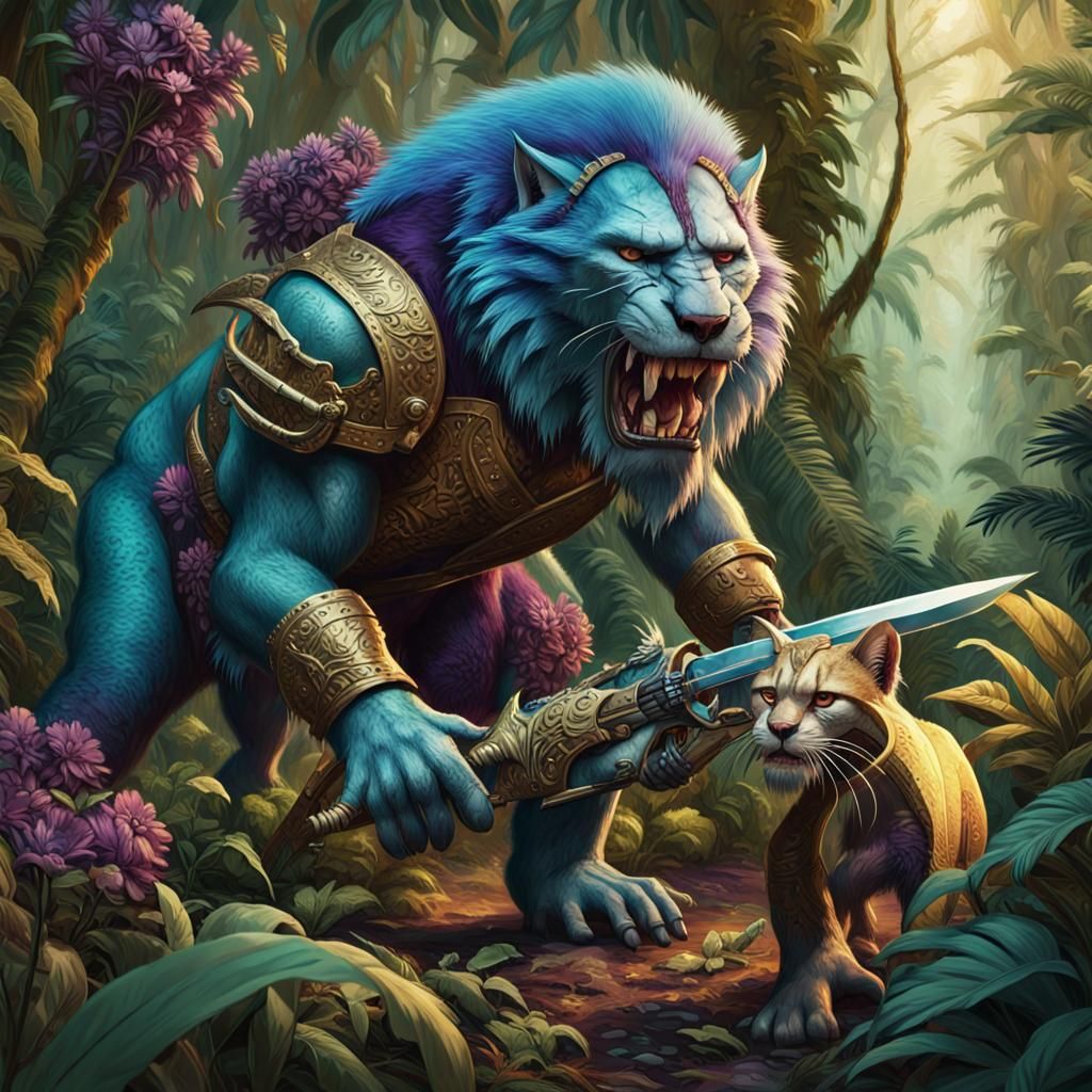 Troll Hunter in Jungle, Hyperrealistic Concept Art